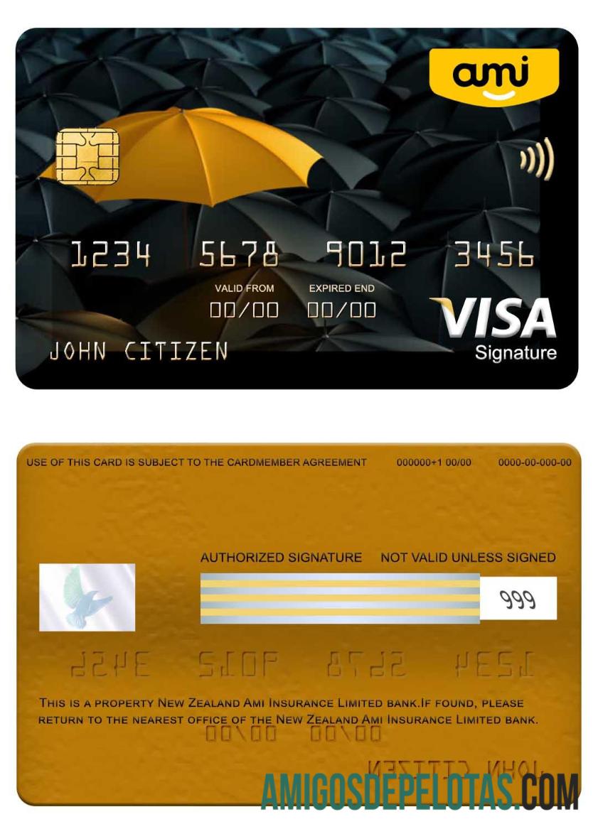 New Zealand Ami Insurance Limited Bank Visa Signature Card example